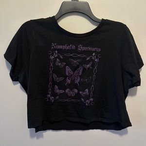 Embroidered butterfly crop top